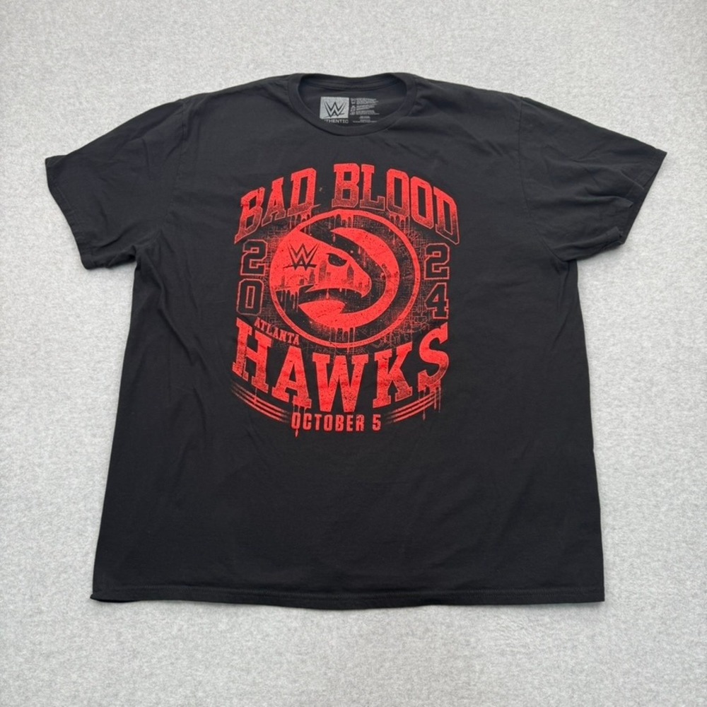 WWE T-Shirt Mens XXL Sporty Bad Blood 2024 Atlanta Hawks Wrestling Graphic Tee